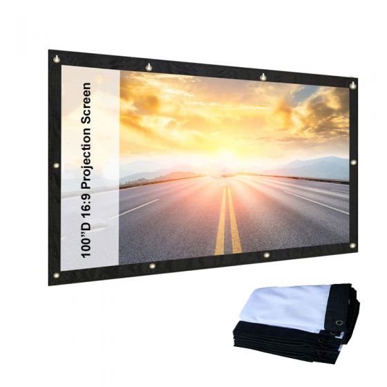 100”D 16:9 Indoor, Outdoor Theater Movie Projection Screen Projector, Matte  White