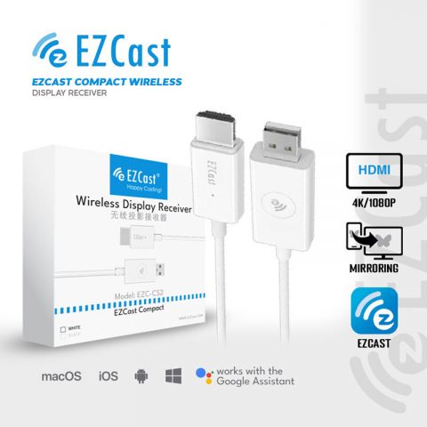 EZCAST Compact Wireless Display Receiver Full HD 1080P Dual Band Android, iOS, Mac, Windows
